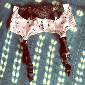 NWOT Chantal Thomas Pink Satin Garter Belt S